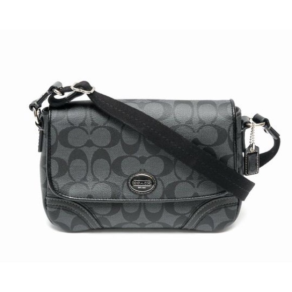 Coach Handbags - Coach Peyton Mini Messenger Signature Canvas Black